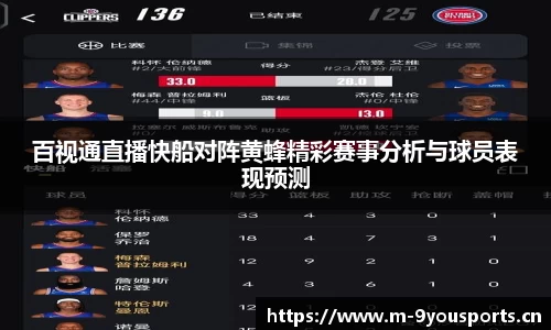 百视通直播快船对阵黄蜂精彩赛事分析与球员表现预测